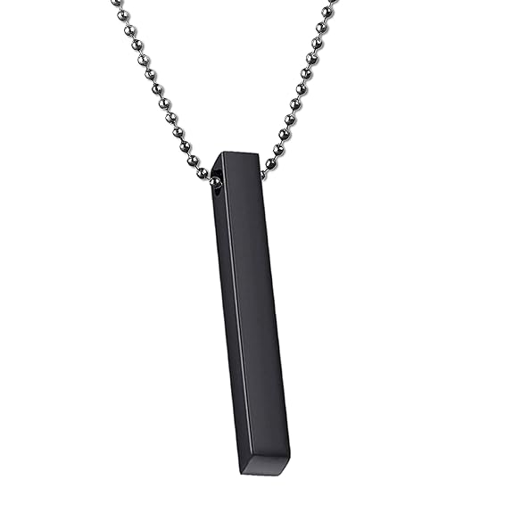 Pack Of 2 Boys Bar Necklace Materials Stainless Steel - Black