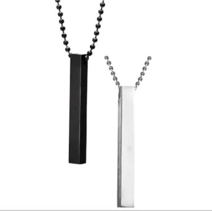 Pack Of 2 Boys Bar Necklace Materials Stainless Steel - Black