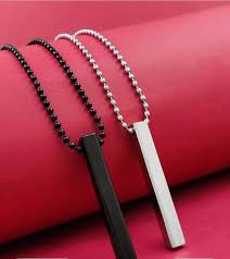 Pack Of 2 Boys Bar Necklace Materials Stainless Steel - Black
