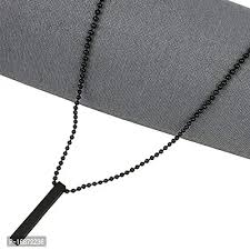 Pack Of 2 Boys Bar Necklace Materials Stainless Steel - Black