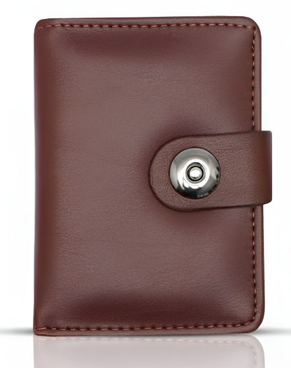 Leather Wallet for Men & Boys | Slim Bifold Design | 5 Card Holders + 1 Main Compartment | Magnetic Button Closure | Black