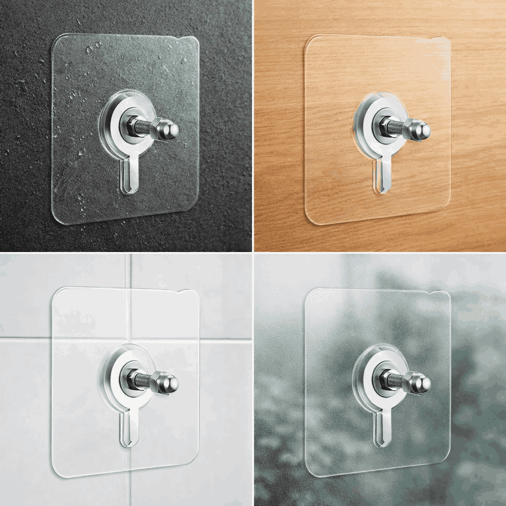 Pack of 10 Heavy-Duty Self-Adhesive Transparent Wall Hooks – Waterproof No-Drilling Screw & Nail Traceless Wall Organizers