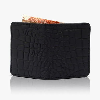 Men's Slim Leather Bifold Wallet with Card Slots & ID Window - Random Color