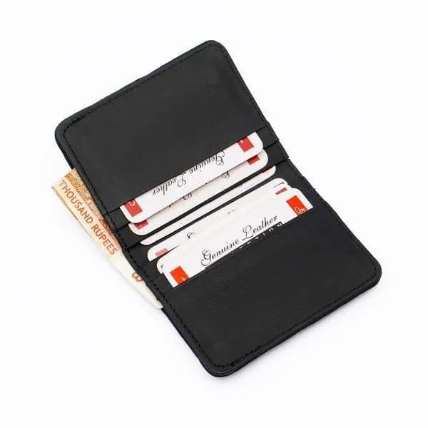 Men's Slim Leather Bifold Wallet with Card Slots & ID Window - Random Color