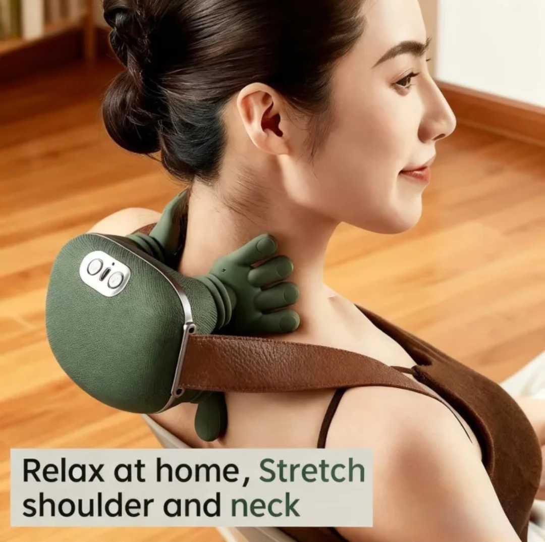 Smart Finger Pressure Neck Massager – Electric Deep Kneading Heated Back & Shoulder Massager | Pain Relief Relaxation Device for Home