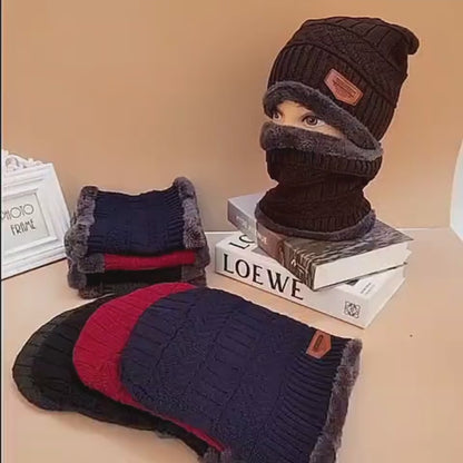 Premium Knitted Beanie Cap, Neck Gaiter And Touchscreen Gloves Combo Pack | Complete Winter Essentials For Cold Weather Protection (Random Color)